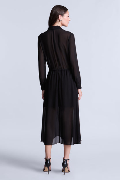 BCBGMAXAZRIA Solid Ruffle Dress Black