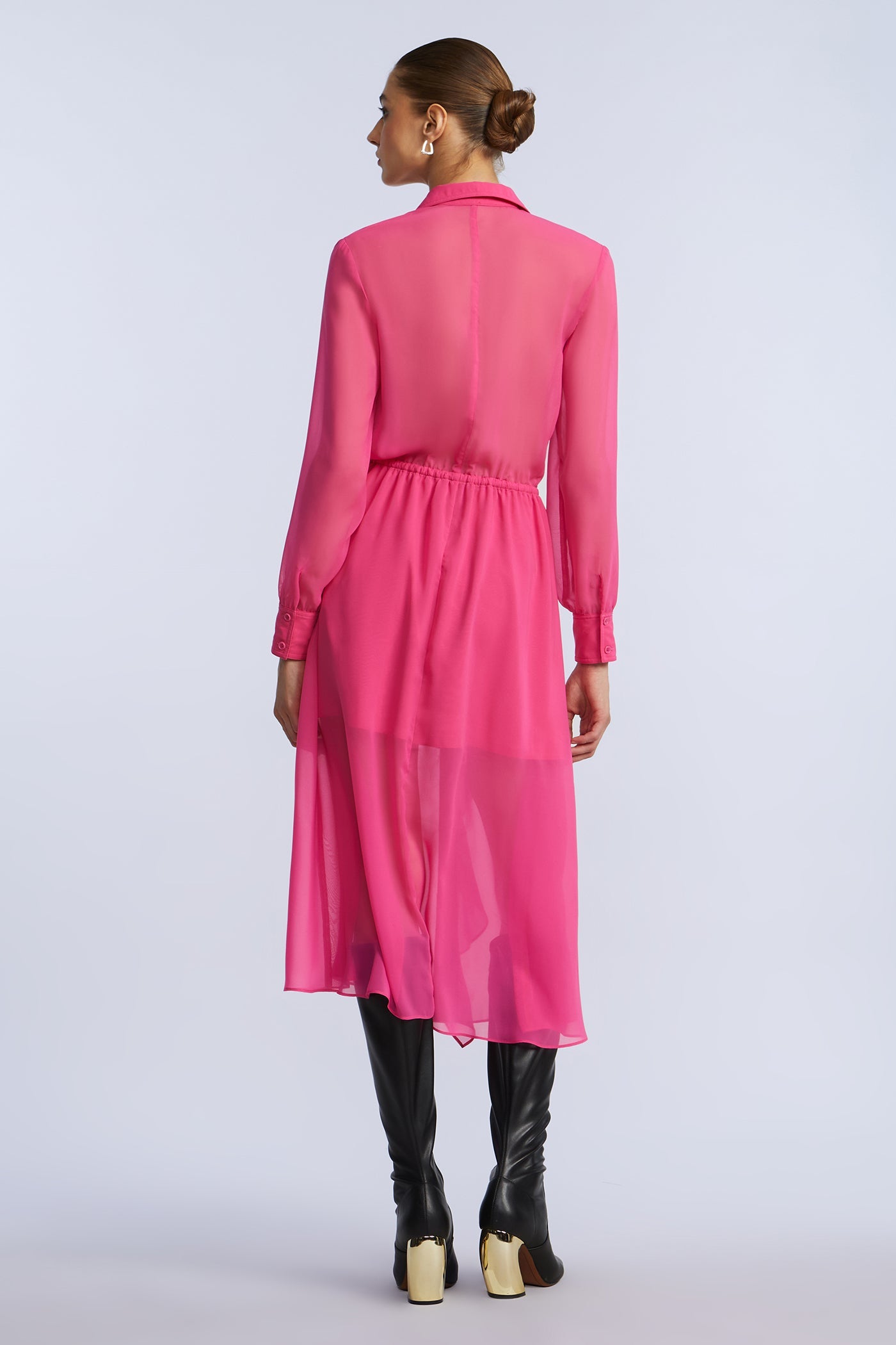 BCBGMAXAZRIA Solid Ruffle Dress Fuchsia Purple