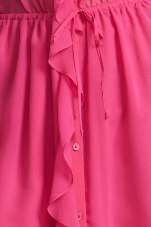 BCBGMAXAZRIA Solid Ruffle Dress Fuchsia Purple