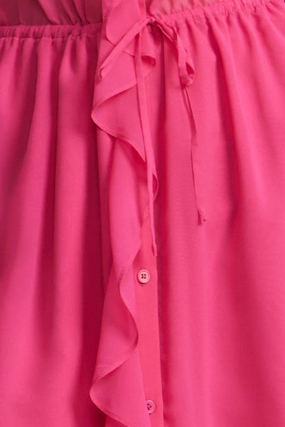 BCBGMAXAZRIA Solid Ruffle Dress Fuchsia Purple