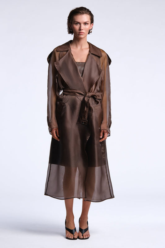 BCBGMAXAZRIA Adelle Trench Chocolate