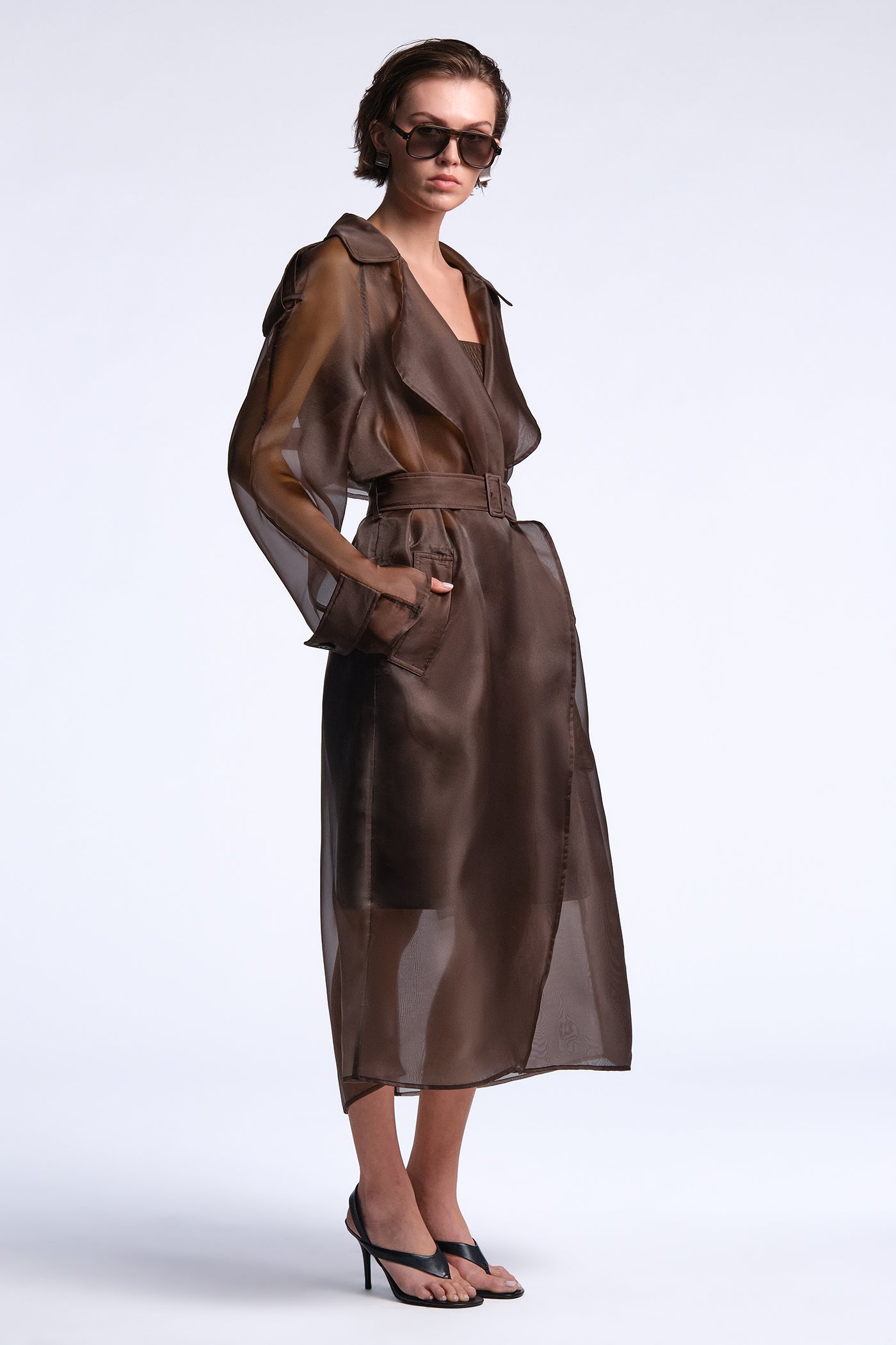 BCBGMAXAZRIA Adelle Trench Chocolate