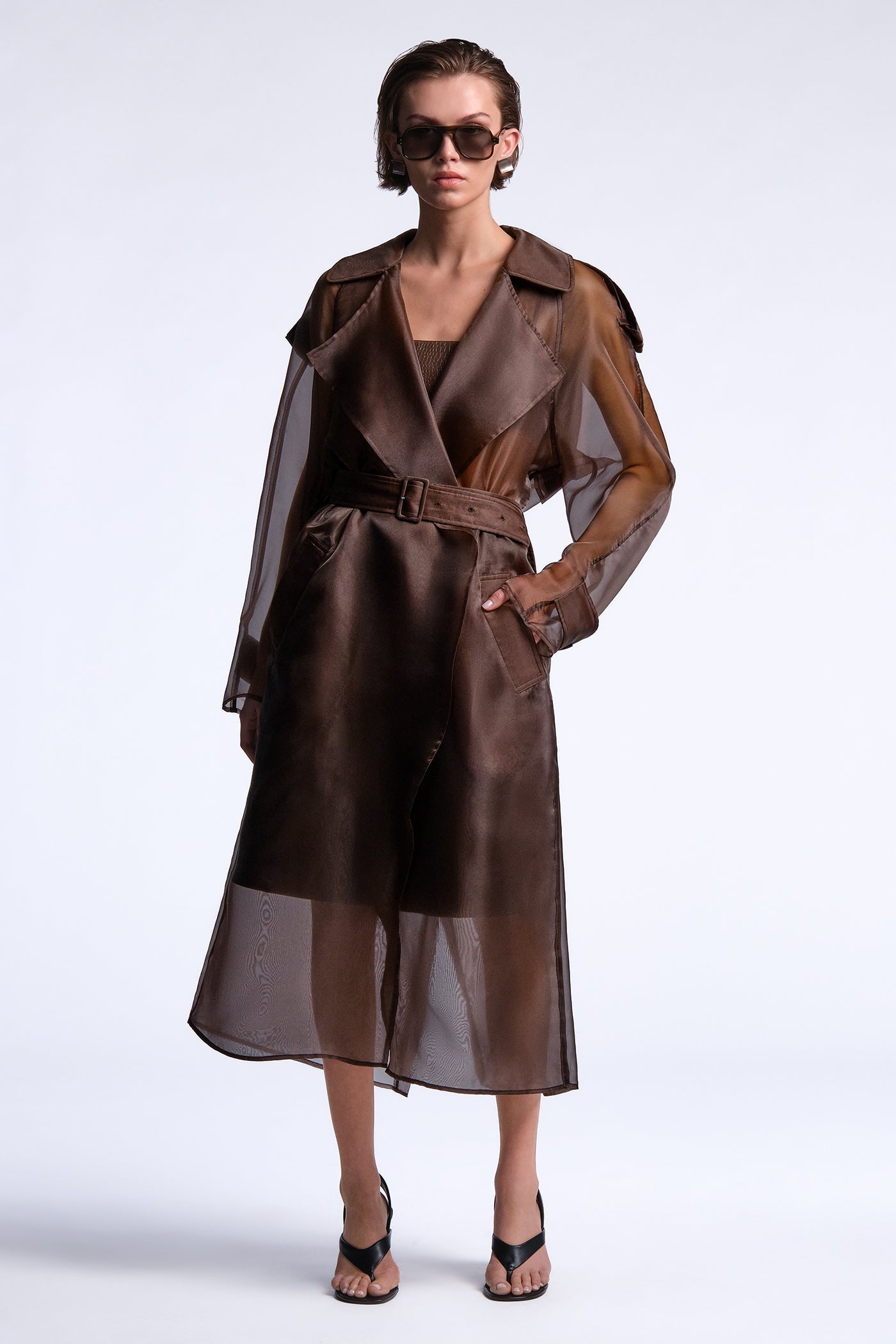 BCBGMAXAZRIA Adelle Trench Chocolate