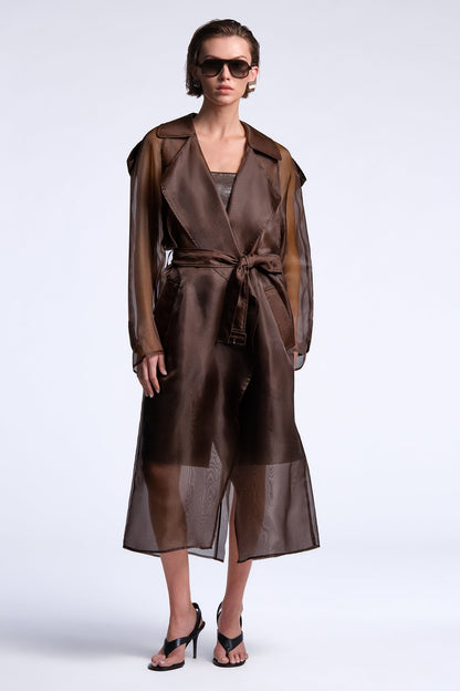 BCBGMAXAZRIA Adelle Trench Chocolate