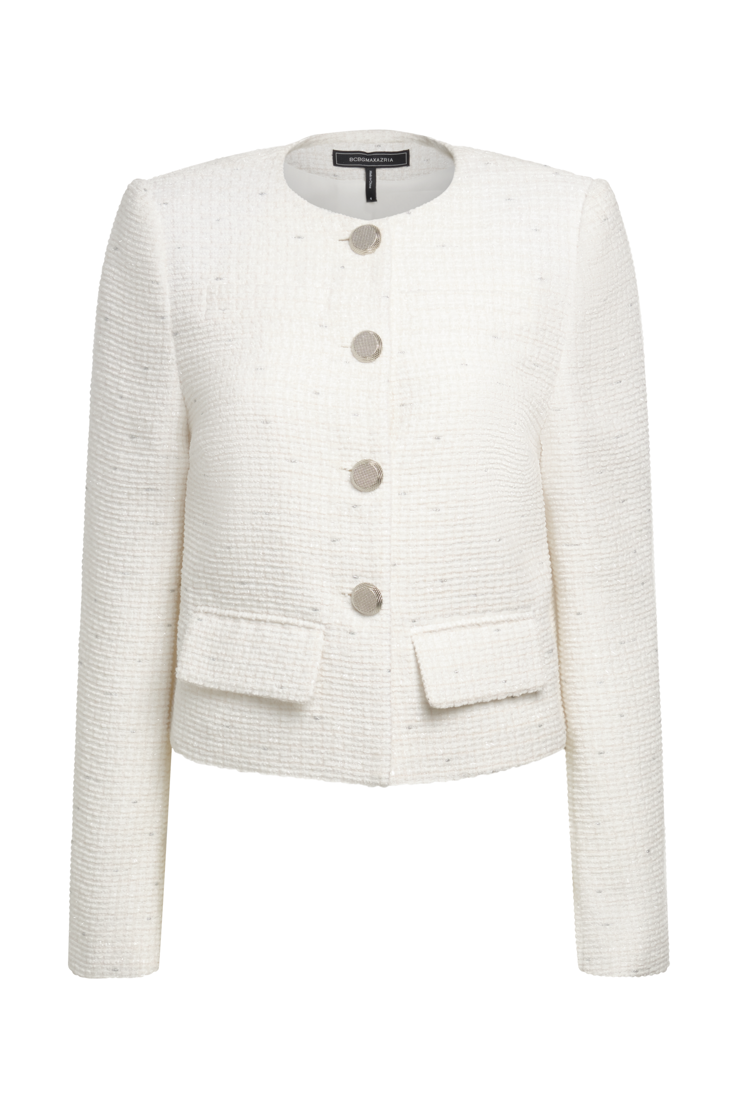 BCBGMAXAZRIA Tweed Chasseur Jacket White