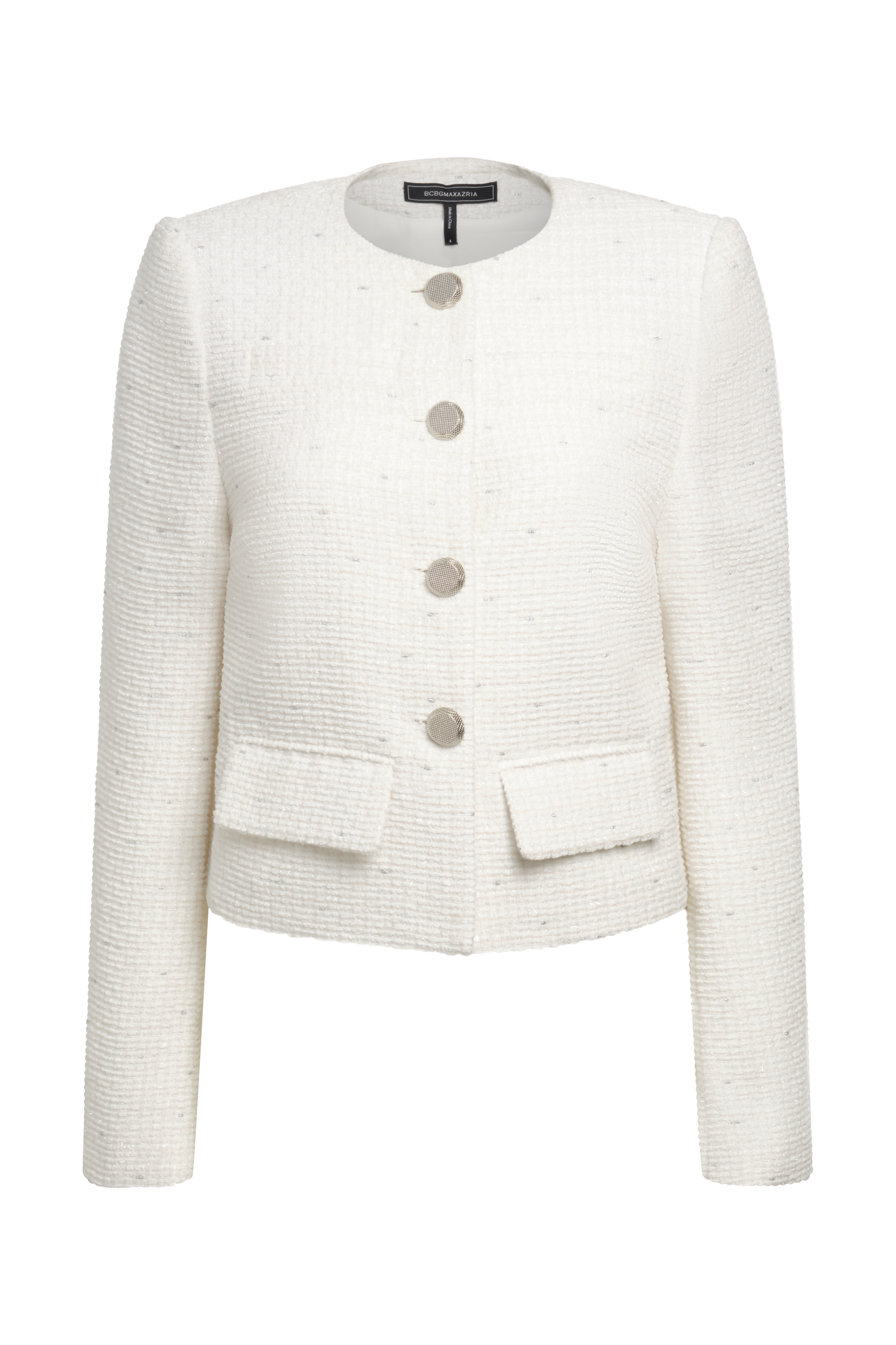 BCBGMAXAZRIA Tweed Chasseur Jacket White