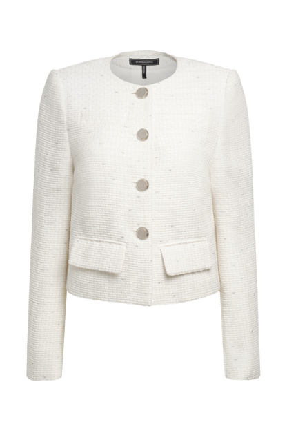 BCBGMAXAZRIA Tweed Chasseur Jacket White