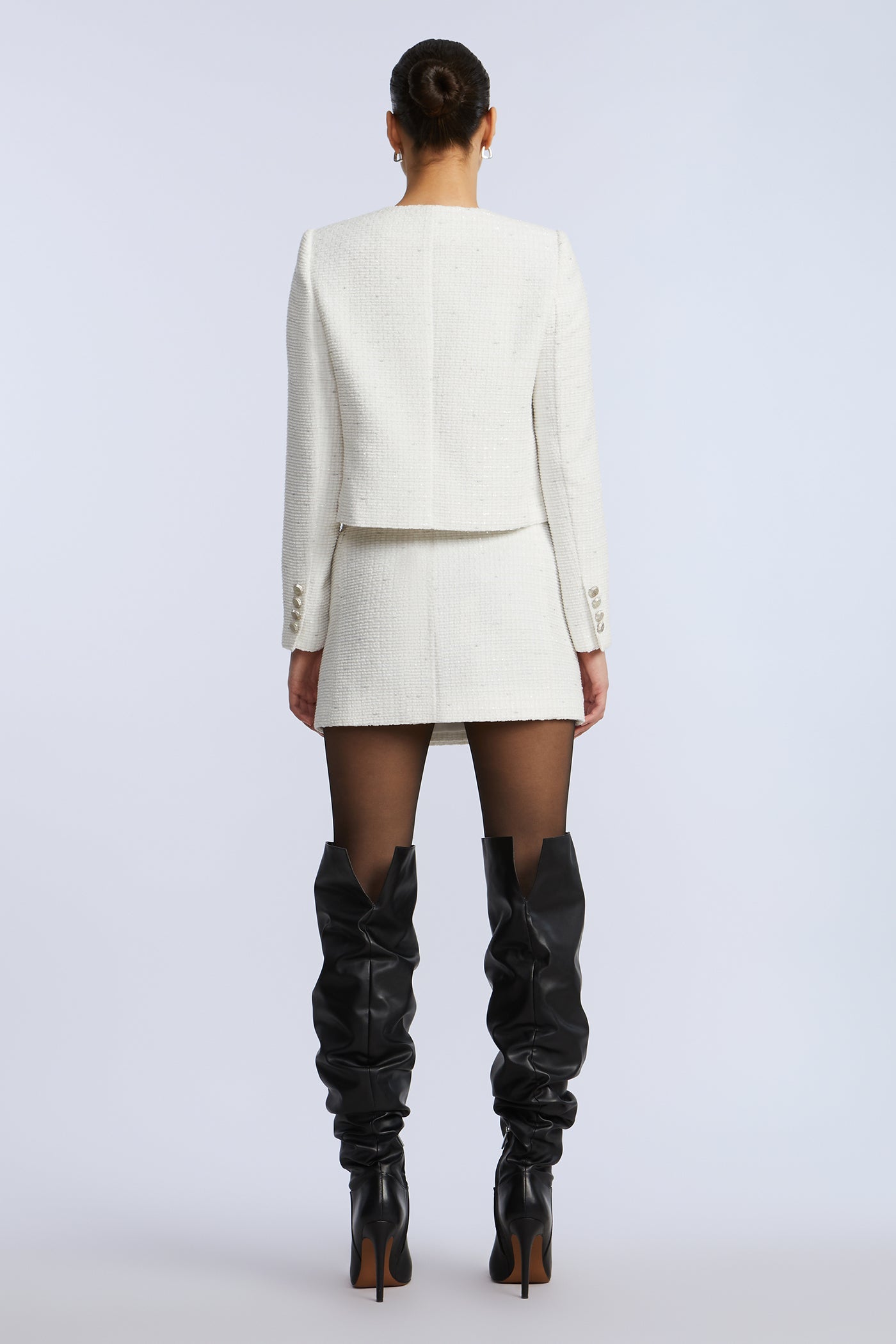 BCBGMAXAZRIA Tweed Chasseur Jacket White