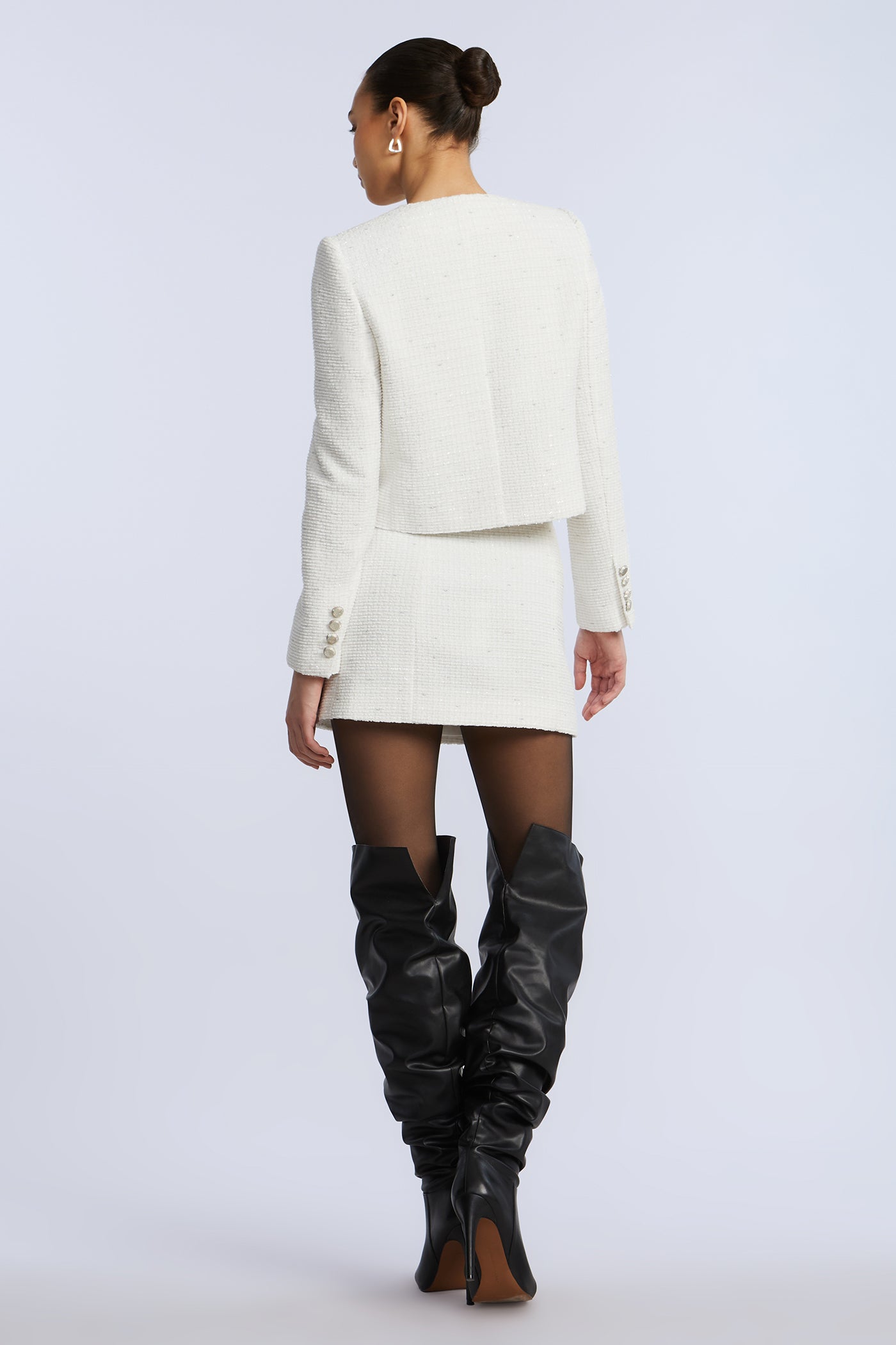 BCBGMAXAZRIA Tweed Chasseur Jacket White