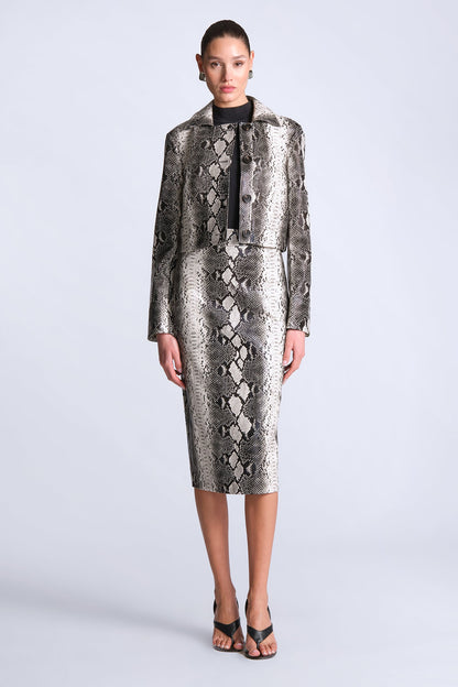 BCBGMAXAZRIA Paloma Printed Jacket Snakeskin Black & White Print