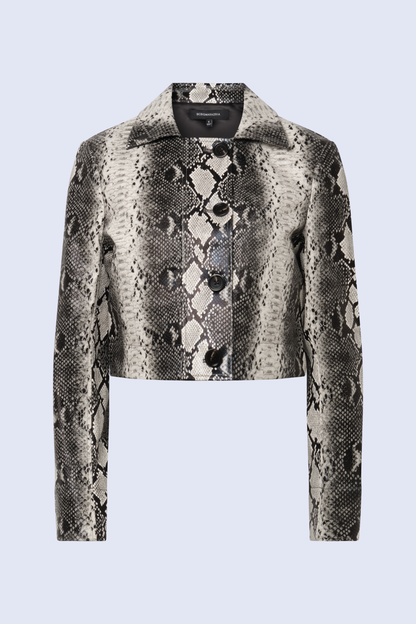 BCBGMAXAZRIA Paloma Printed Jacket Snakeskin Black & White Print