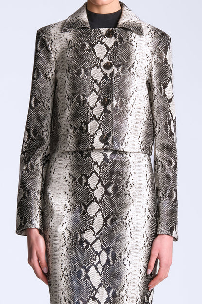 BCBGMAXAZRIA Paloma Printed Jacket Snakeskin Black & White Print