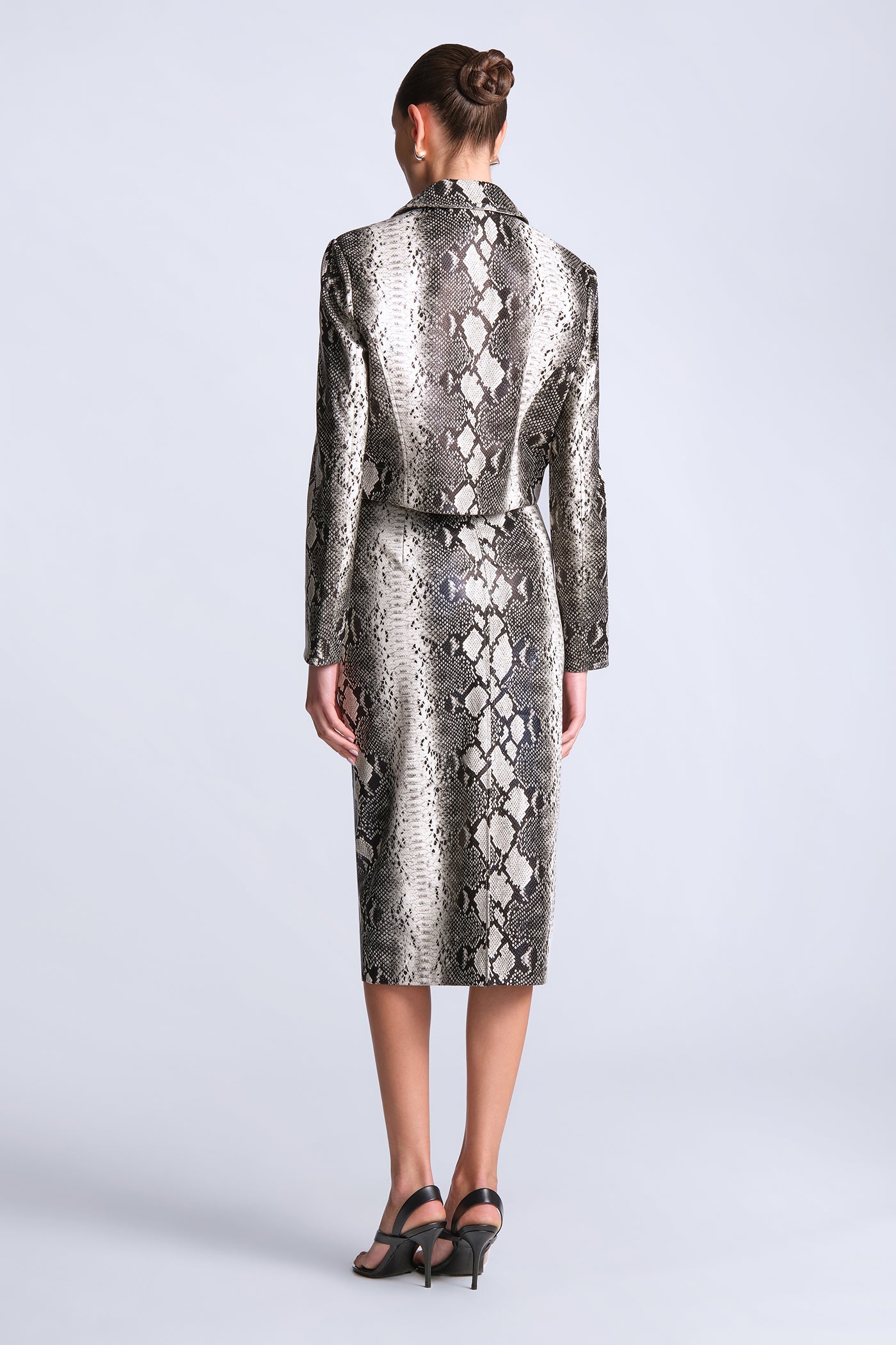 BCBGMAXAZRIA Paloma Printed Jacket Snakeskin Black & White Print