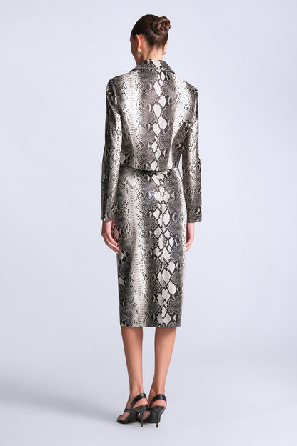 BCBGMAXAZRIA Paloma Printed Jacket Snakeskin Black & White Print