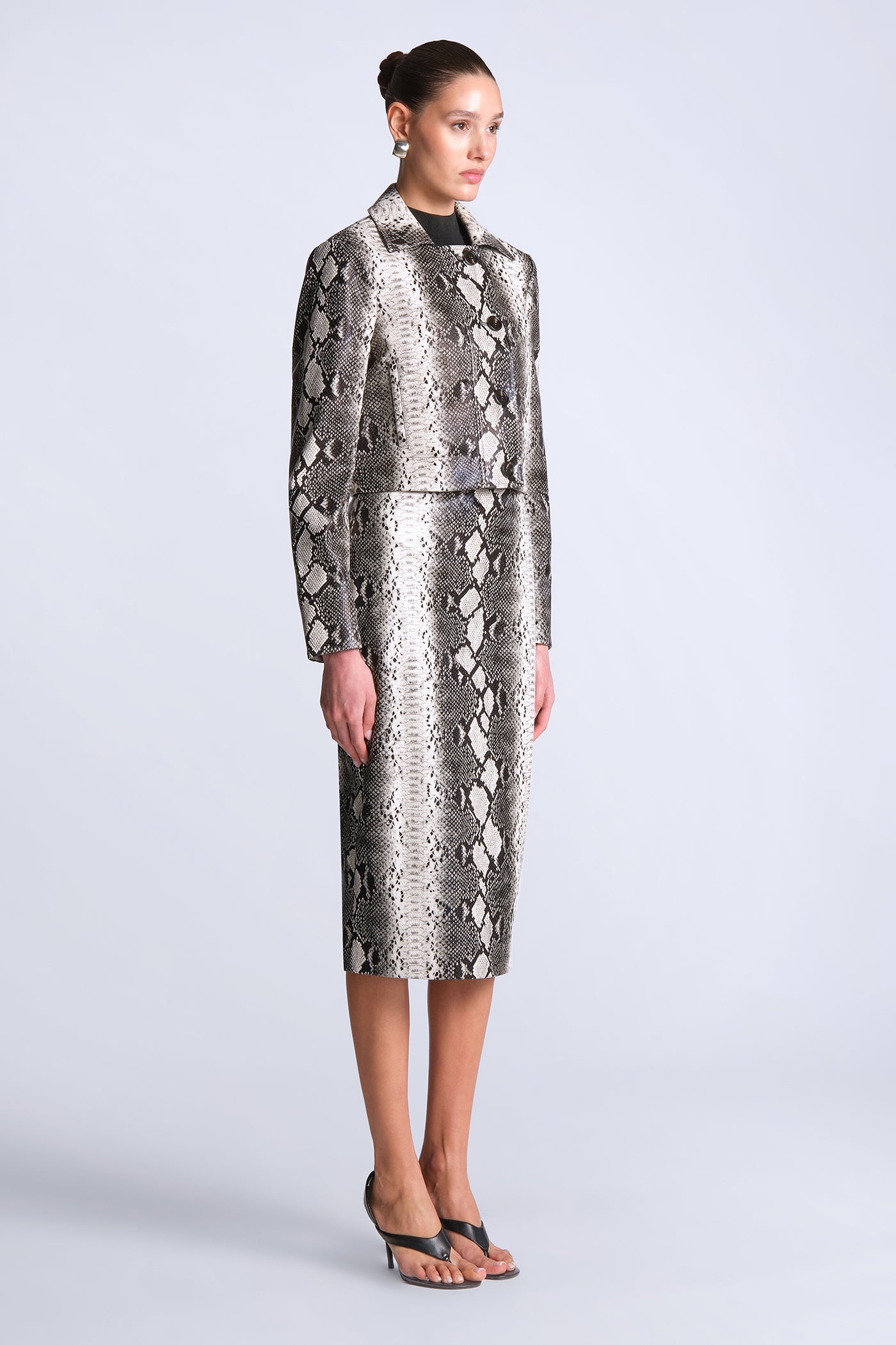 BCBGMAXAZRIA Paloma Printed Jacket Snakeskin Black & White Print