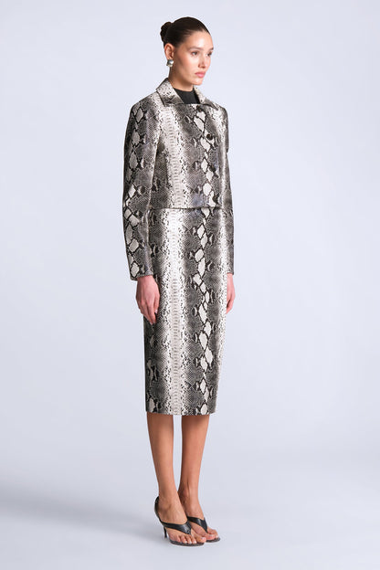 BCBGMAXAZRIA Paloma Printed Jacket Snakeskin Black & White Print