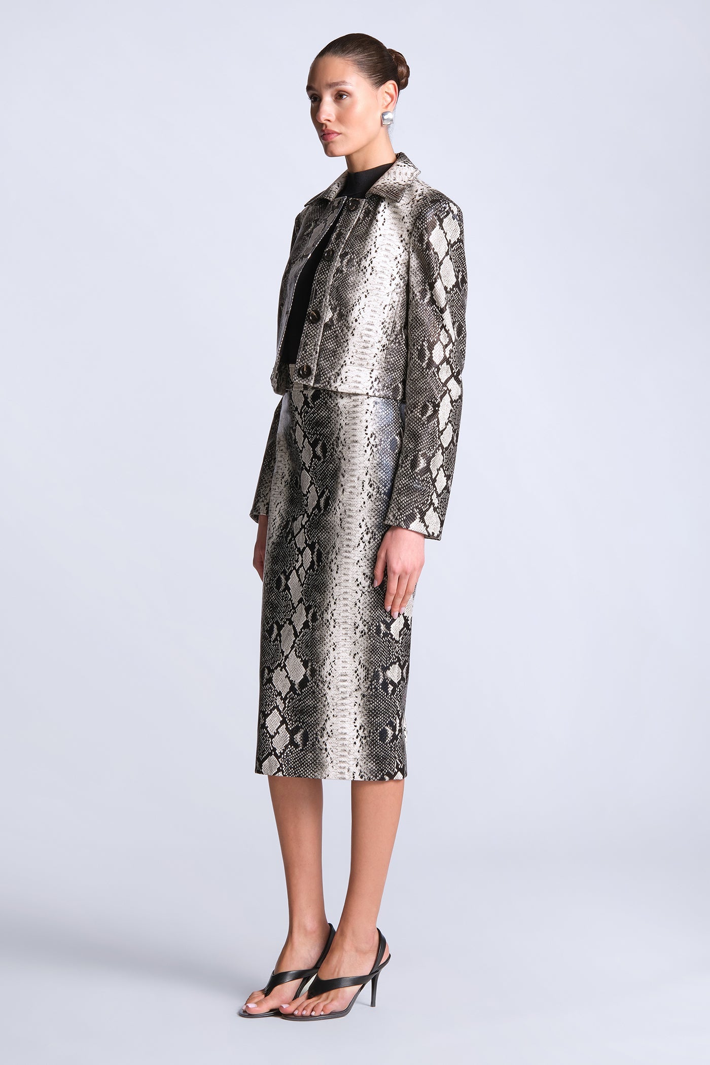 BCBGMAXAZRIA Paloma Printed Jacket Snakeskin Black & White Print
