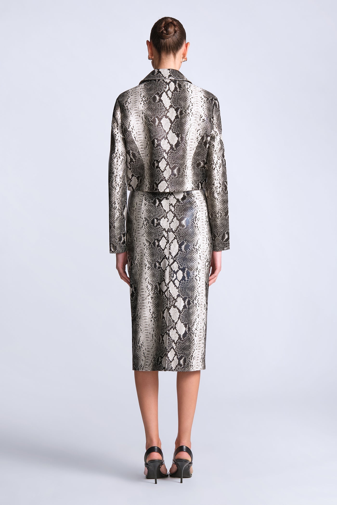 BCBGMAXAZRIA Paloma Printed Jacket Snakeskin Black & White Print