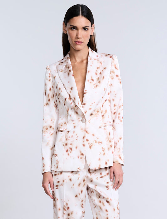 BCBGMAXAZRIA Single Breasted Animal Print Brown Sugar Animal Print