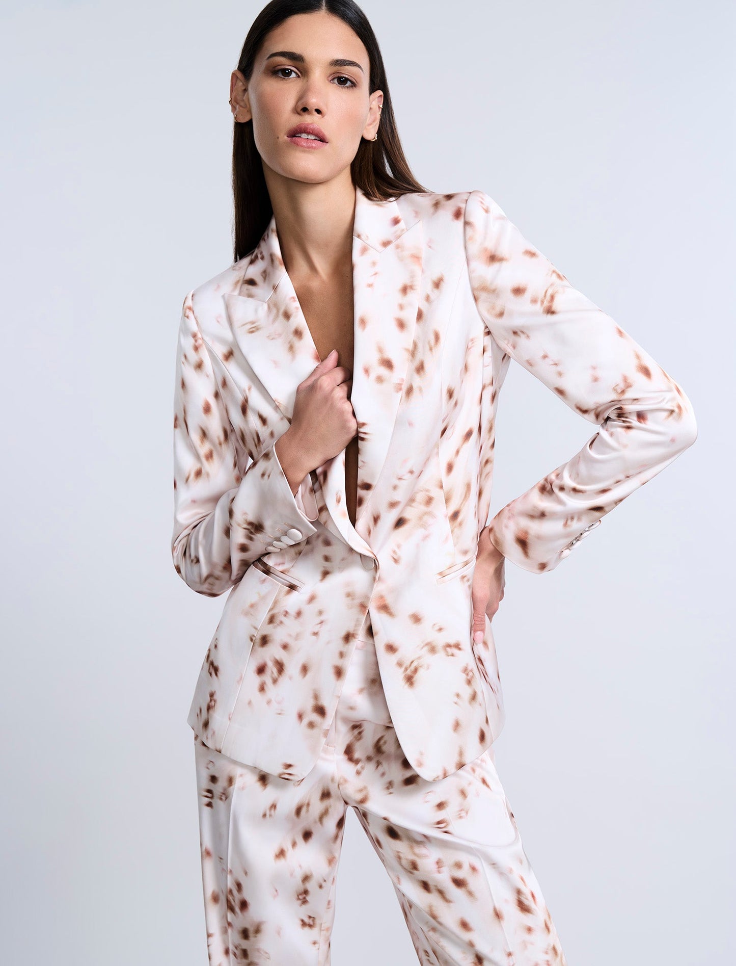 BCBGMAXAZRIA Single Breasted Animal Print Brown Sugar Animal Print