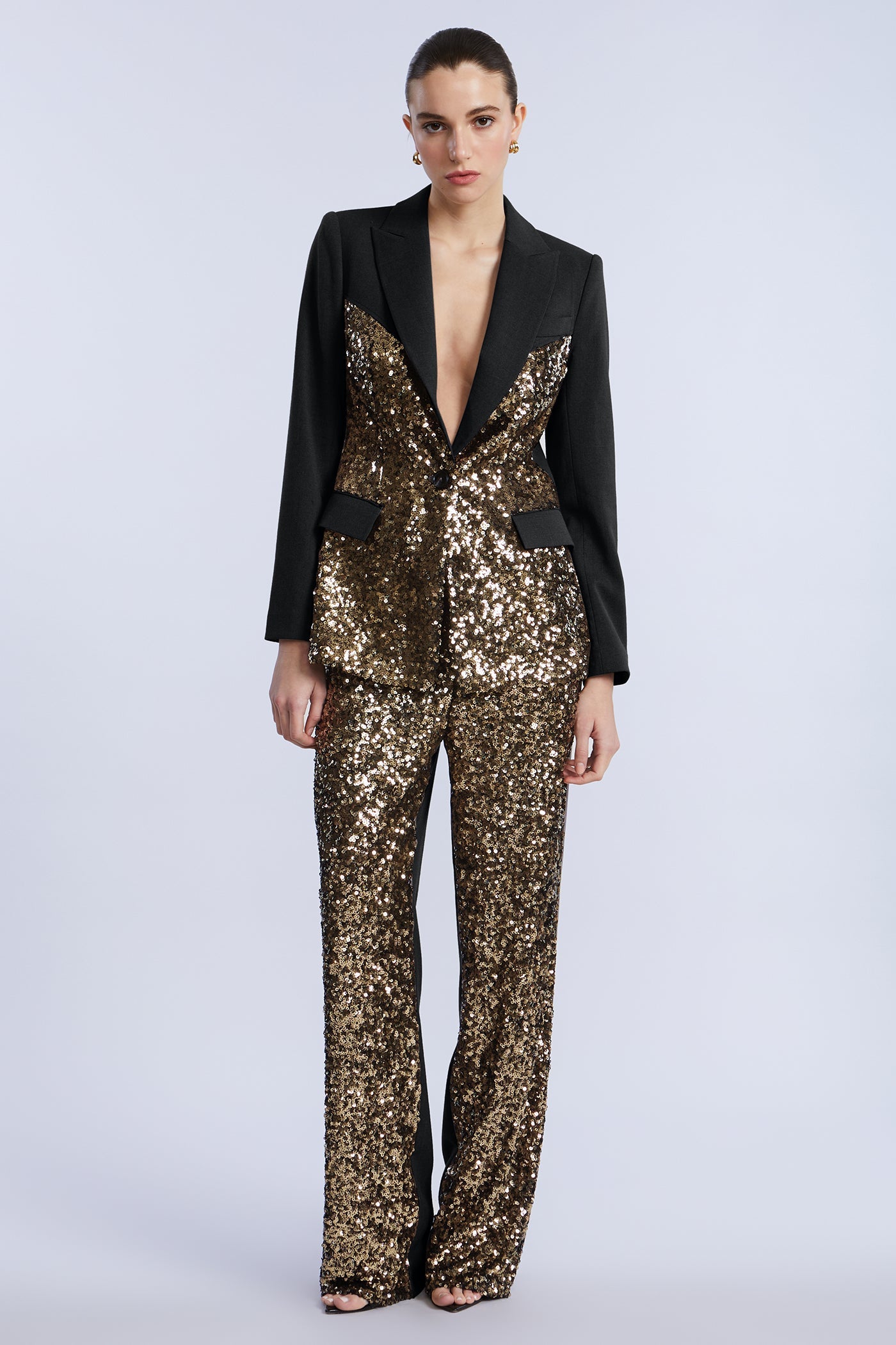 BCBGMAXAZRIA Sequin Mix Blazer Black