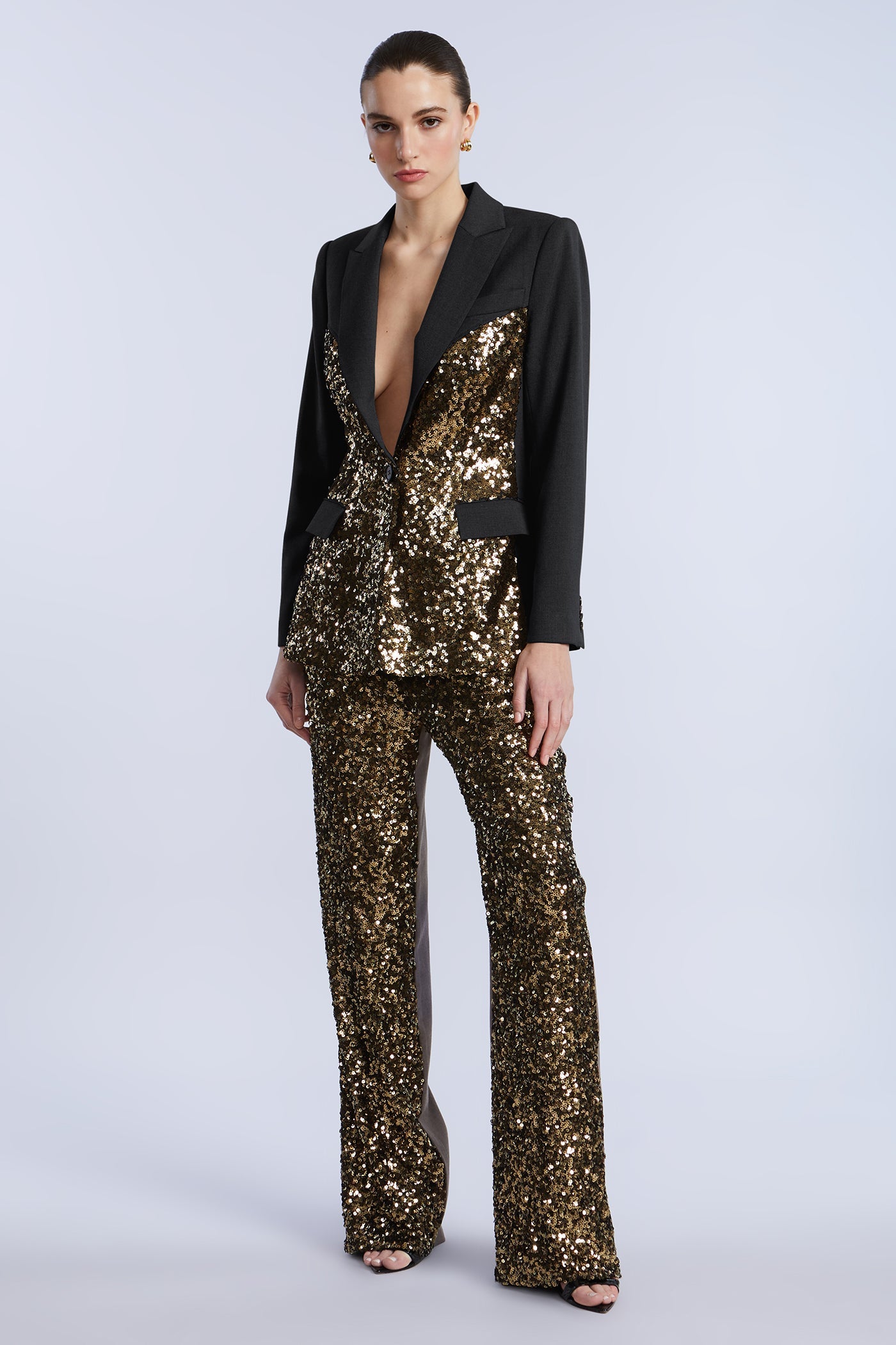 BCBGMAXAZRIA Sequin Mix Blazer Black