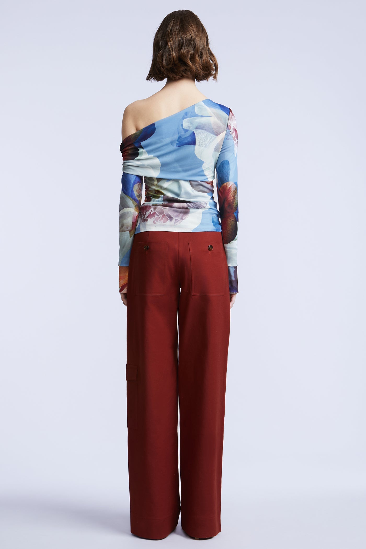 BCBGMAXAZRIA Irma Top Coral Garden Print