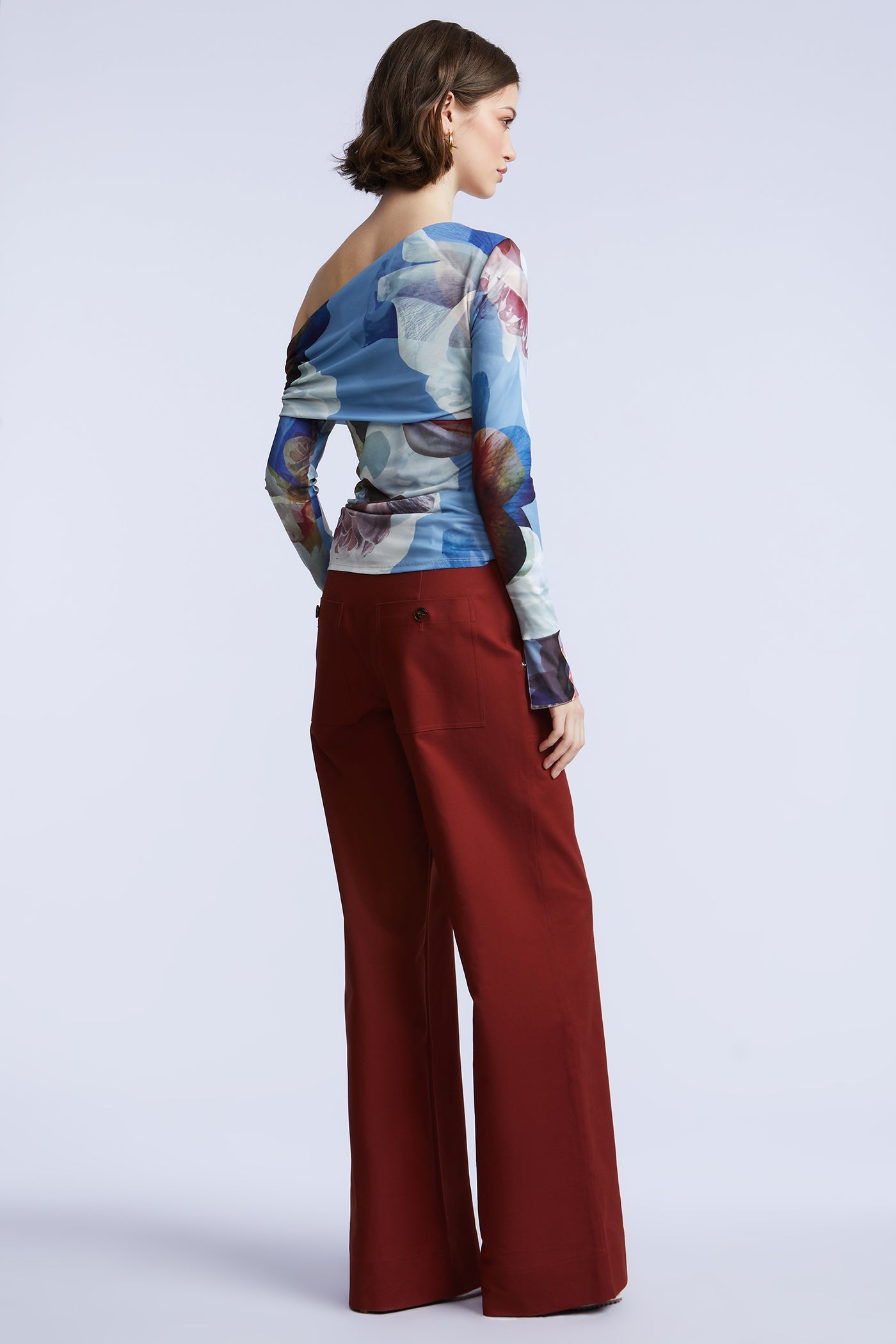 BCBGMAXAZRIA Irma Top Coral Garden Print
