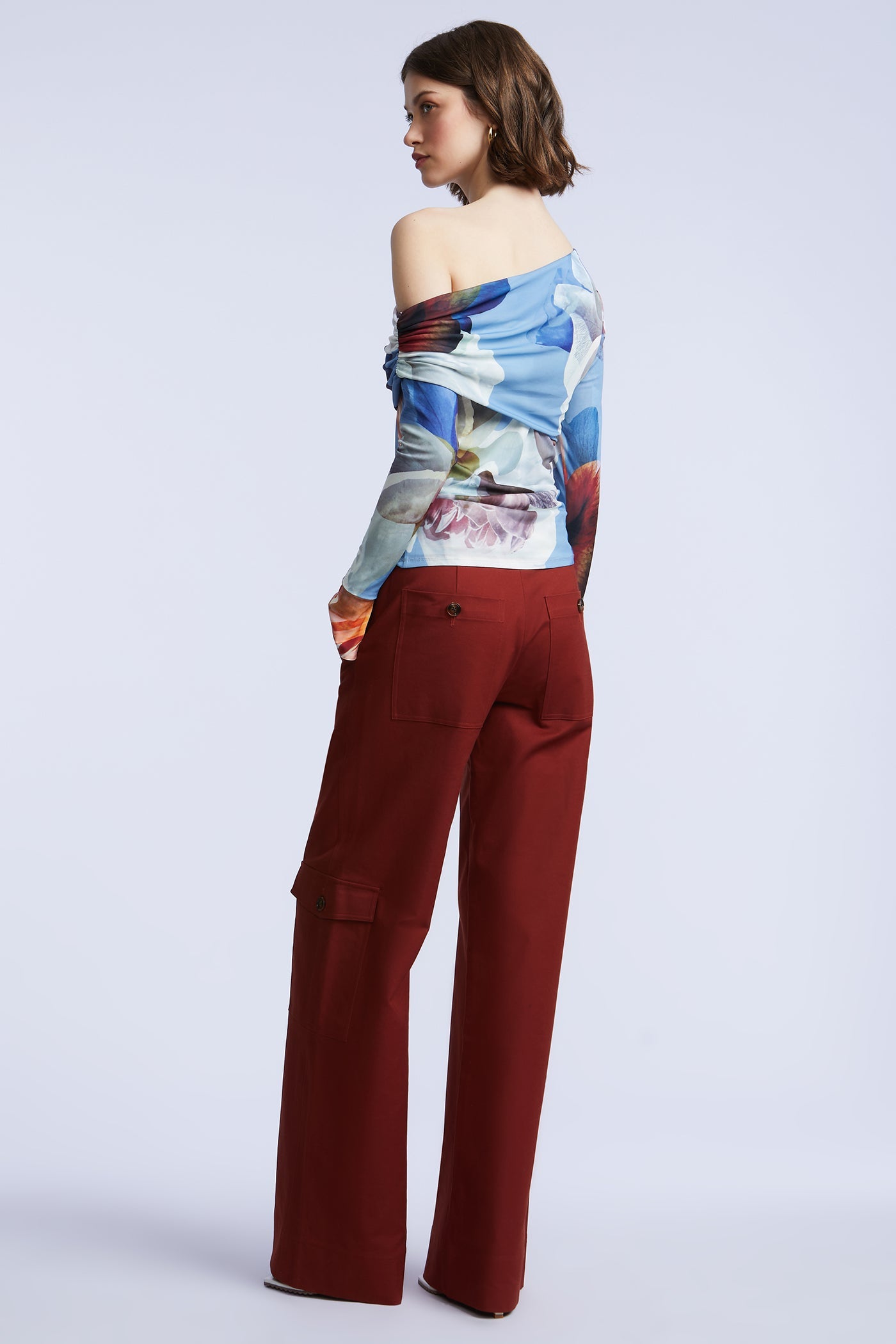 BCBGMAXAZRIA Irma Top Coral Garden Print