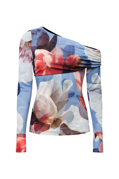 BCBGMAXAZRIA Irma Top Coral Garden Print