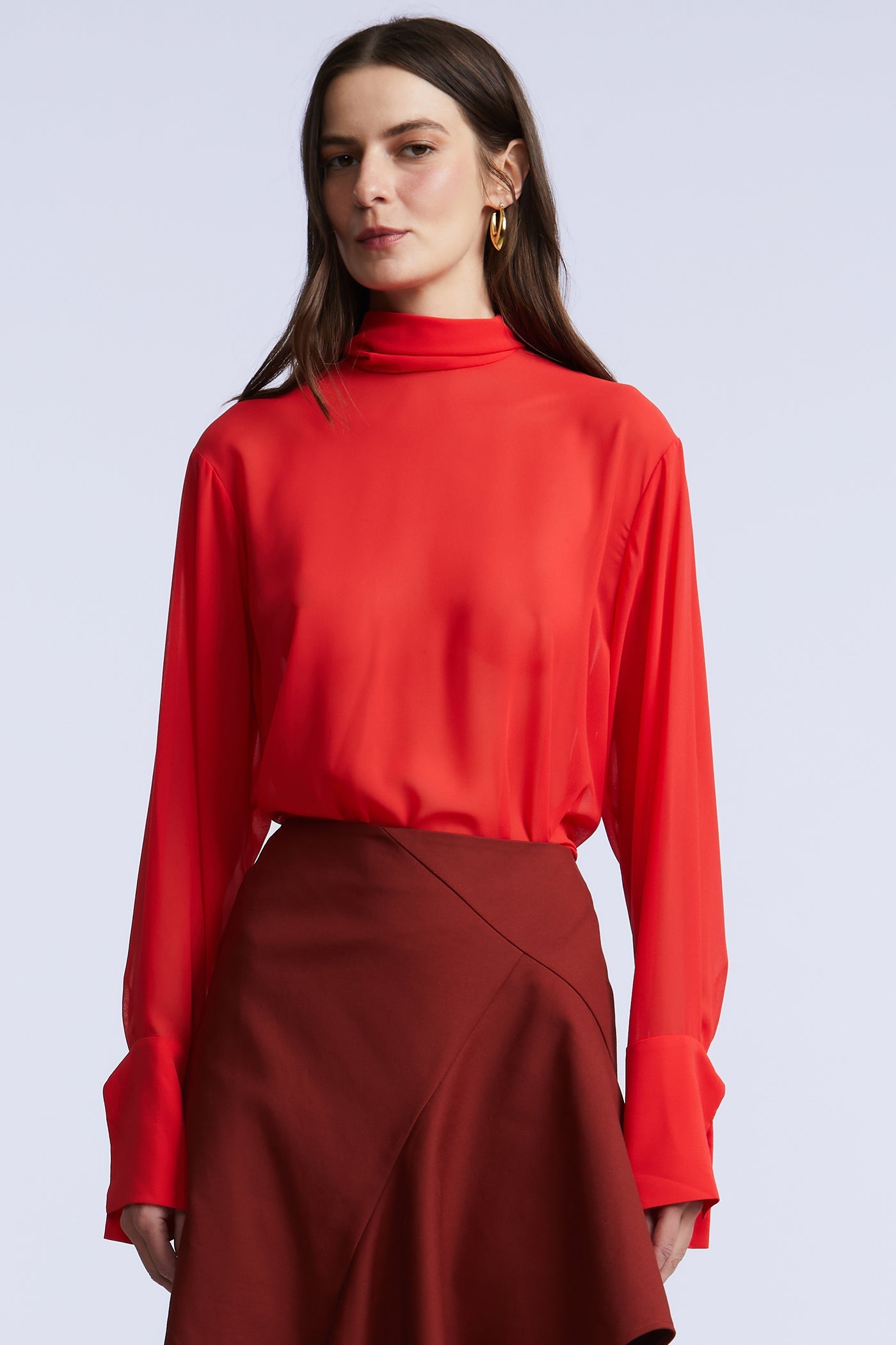 BCBGMAXAZRIA Elowen Blouse Coral