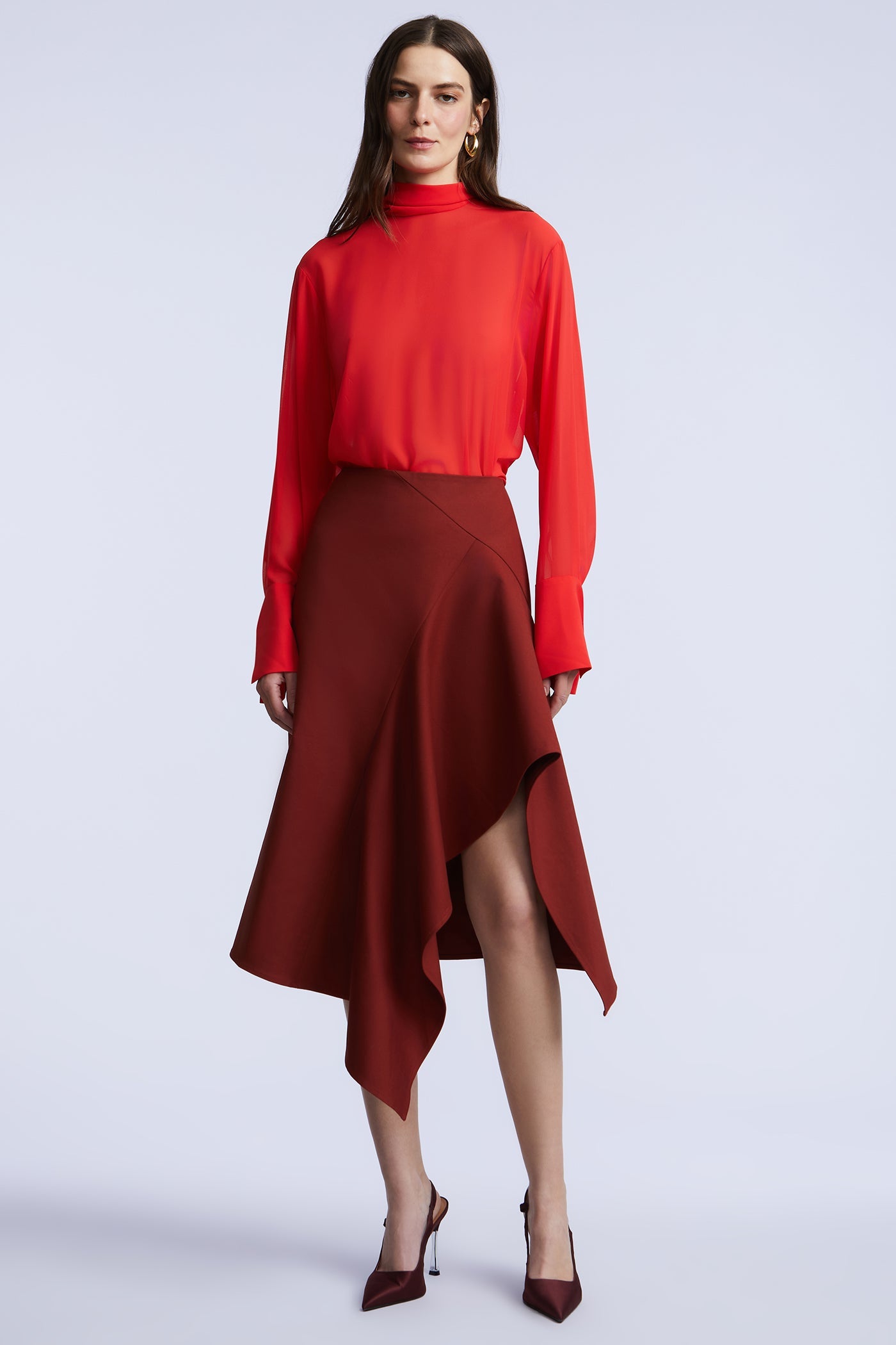 BCBGMAXAZRIA Elowen Blouse Coral