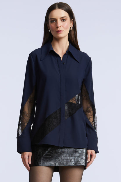 BCBGMAXAZRIA Lex Blouse Dark Sapphire
