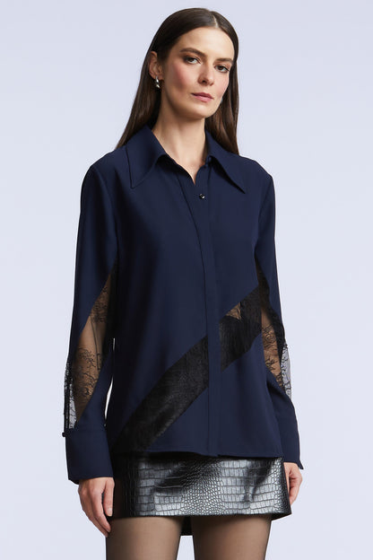 BCBGMAXAZRIA Lex Blouse Dark Sapphire