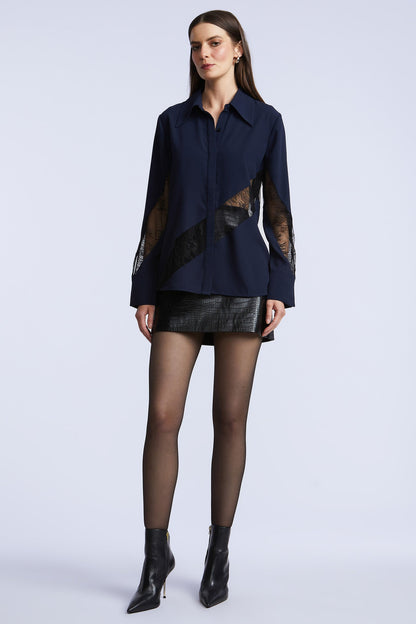 BCBGMAXAZRIA Lex Blouse Dark Sapphire