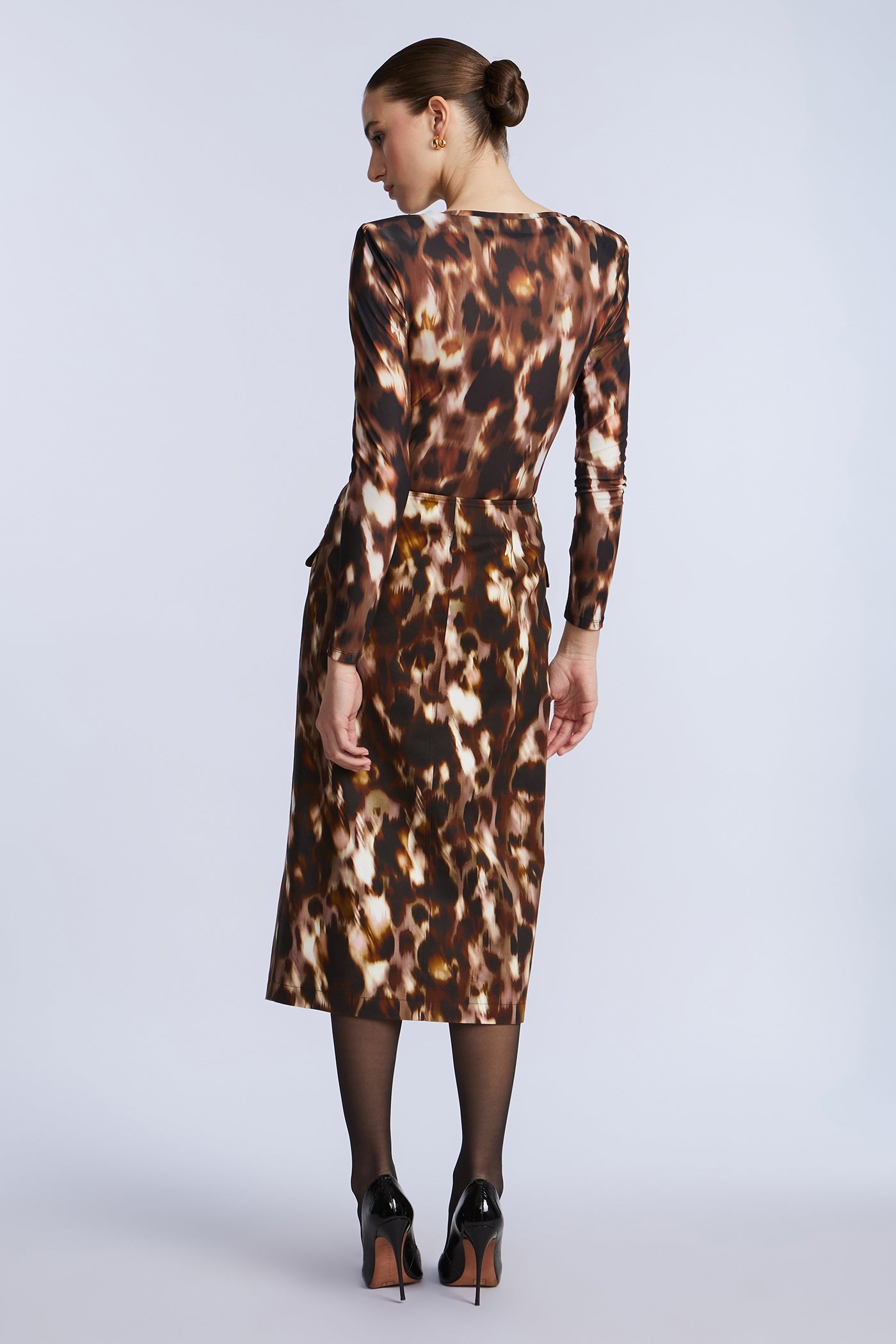 BCBGMAXAZRIA Printed Bodysuit Leopard Desert Palm Print