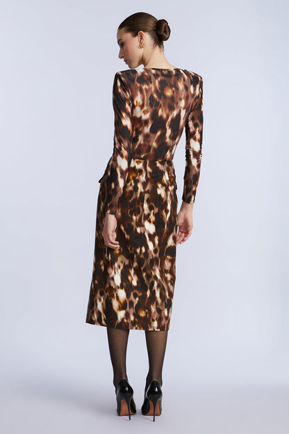 BCBGMAXAZRIA Printed Bodysuit Leopard Desert Palm Print