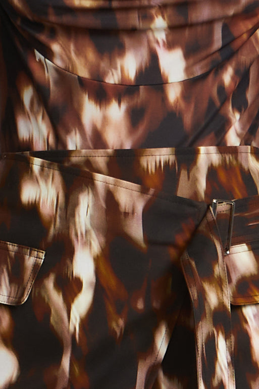 BCBGMAXAZRIA Printed Bodysuit Leopard Desert Palm Print