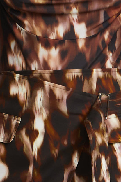 BCBGMAXAZRIA Printed Bodysuit Leopard Desert Palm Print