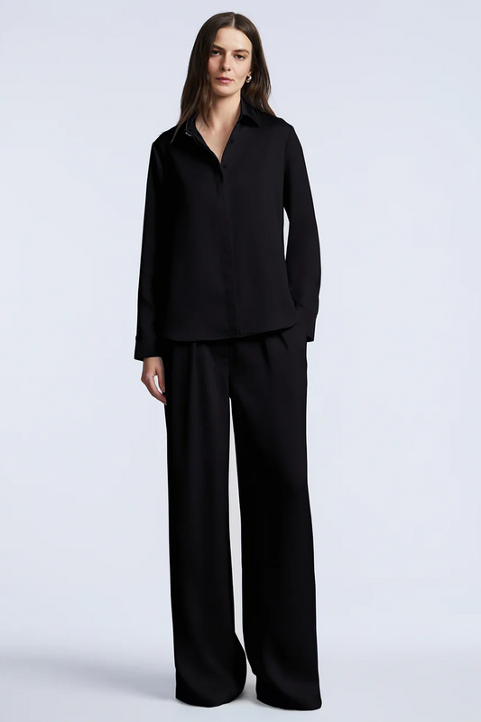 BCBGMAXAZRIA Washed Relaxed Button Down Black