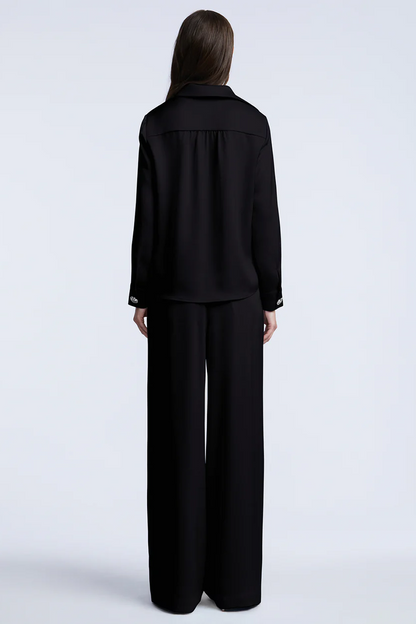 BCBGMAXAZRIA Washed Relaxed Button Down Black