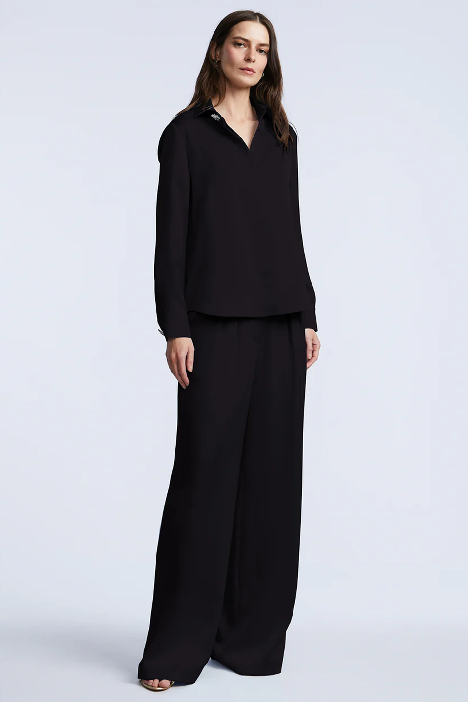 BCBGMAXAZRIA Washed Relaxed Button Down Black