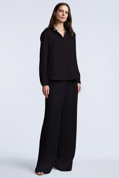 BCBGMAXAZRIA Washed Relaxed Button Down Black