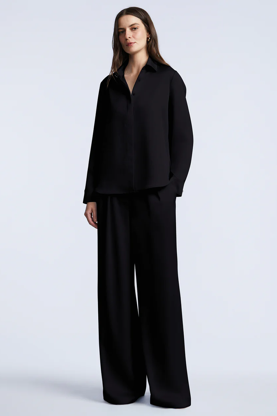 BCBGMAXAZRIA Washed Relaxed Button Down Black