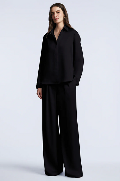 BCBGMAXAZRIA Washed Relaxed Button Down Black