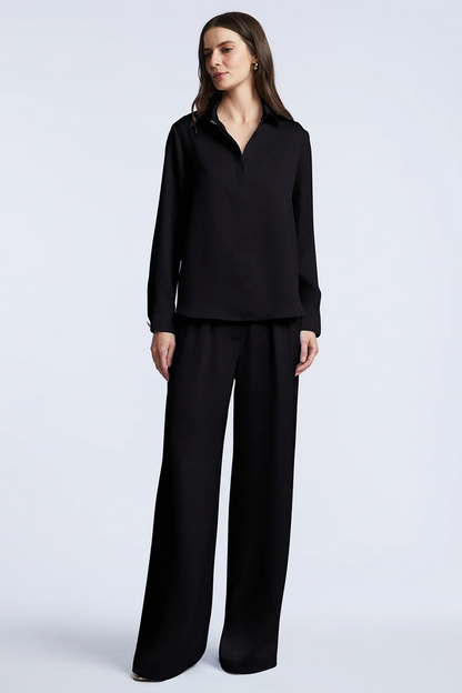 BCBGMAXAZRIA Washed Relaxed Button Down Black