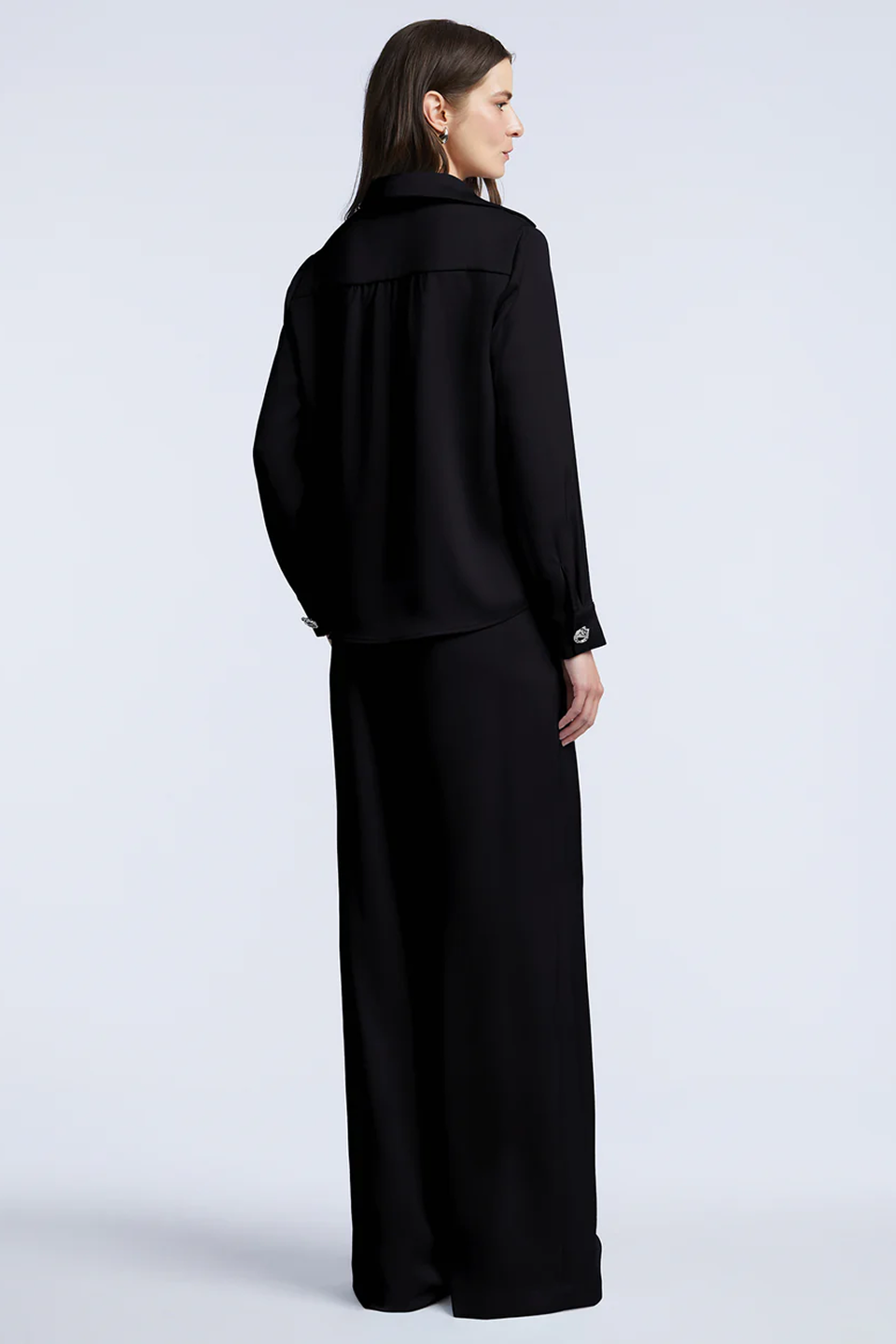 BCBGMAXAZRIA Washed Relaxed Button Down Black