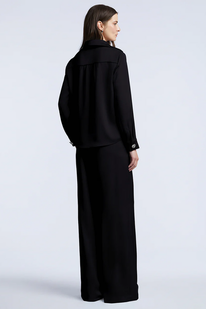 BCBGMAXAZRIA Washed Relaxed Button Down Black
