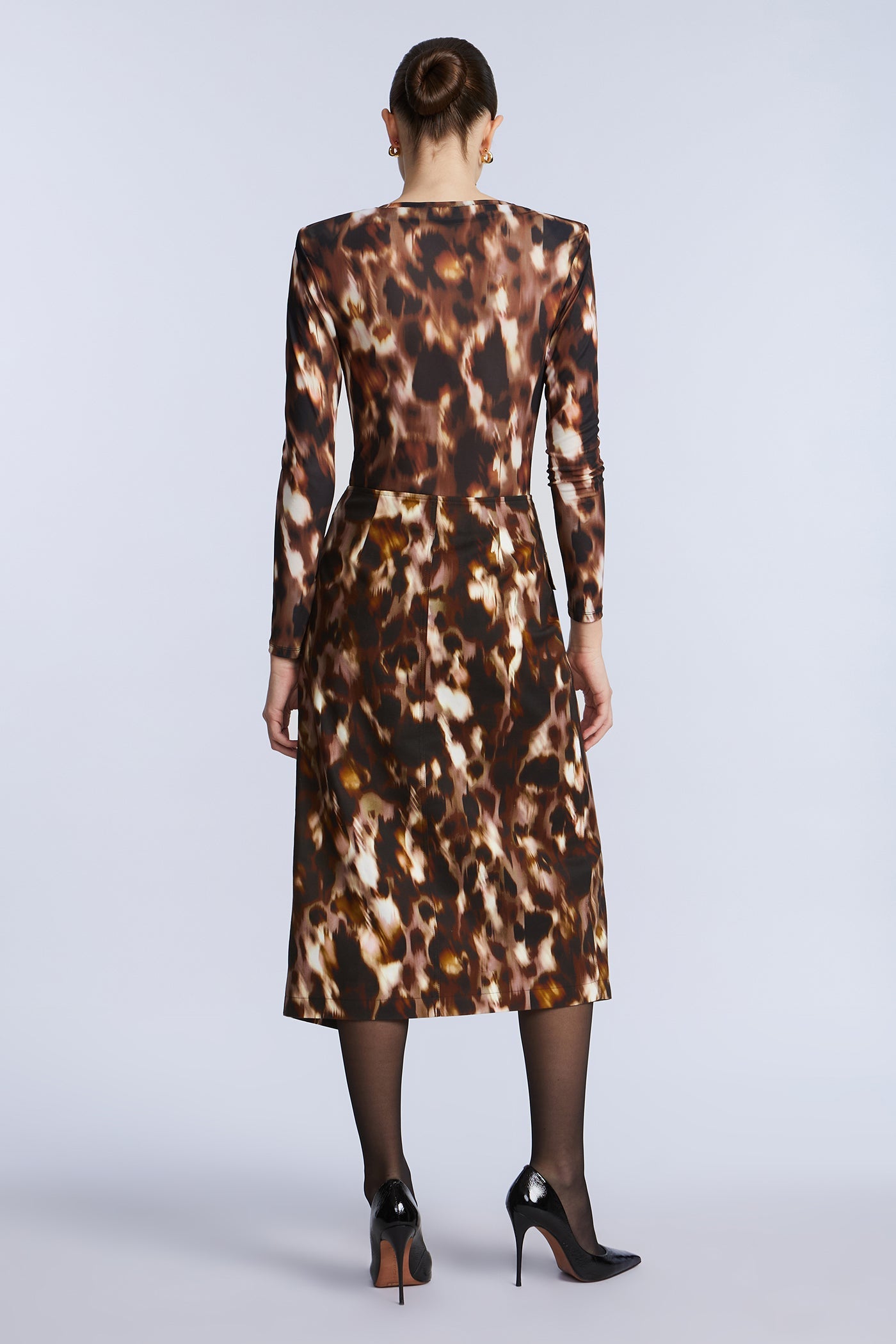 BCBGMAXAZRIA Overlap Midi Skirt Leopard Desert Palm Print