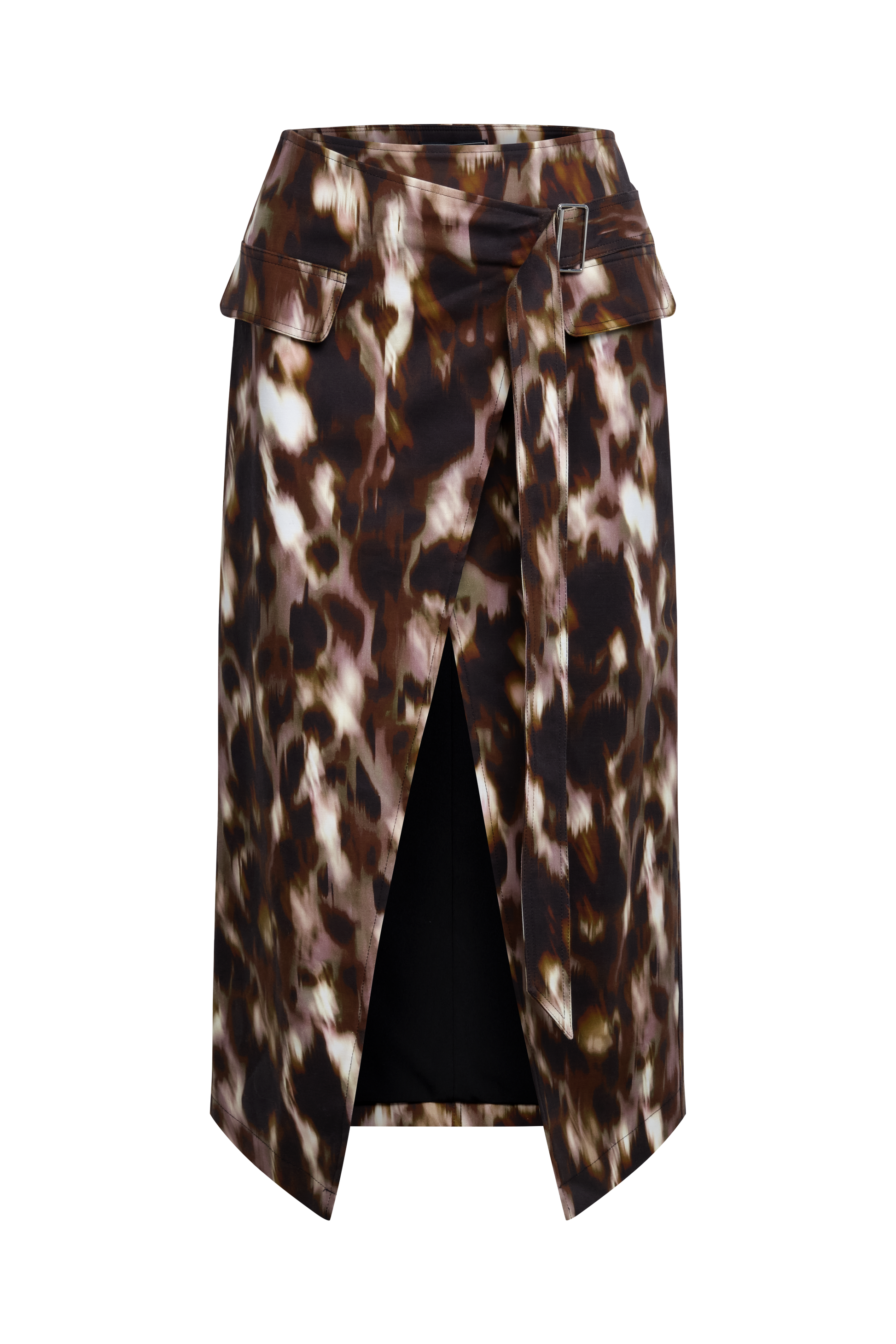 BCBGMAXAZRIA Overlap Midi Skirt Leopard Desert Palm Print